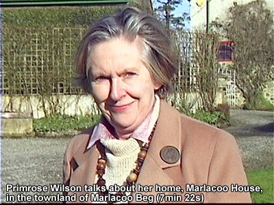 Photo of Primrose Wilson in 2003 looking at Marlacoo House.